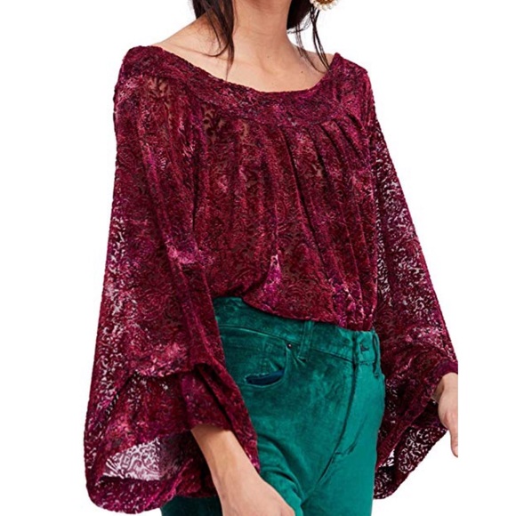 Free People OTS velvet lace top - Picture 4 of 8
